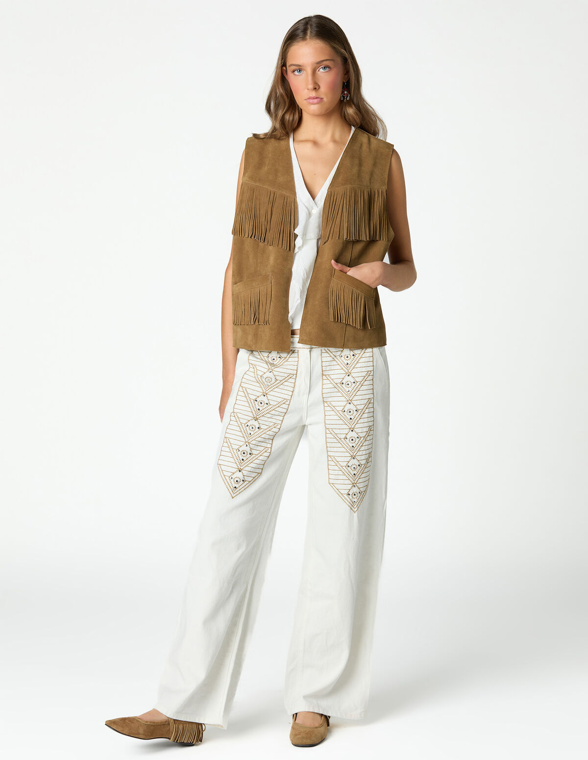 PANTALON BORDADO DENIM BLANCO