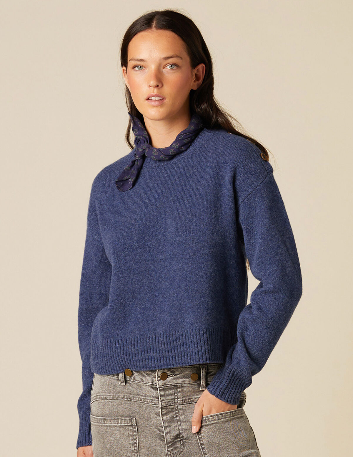 BLUE BUTTONED JUMPER