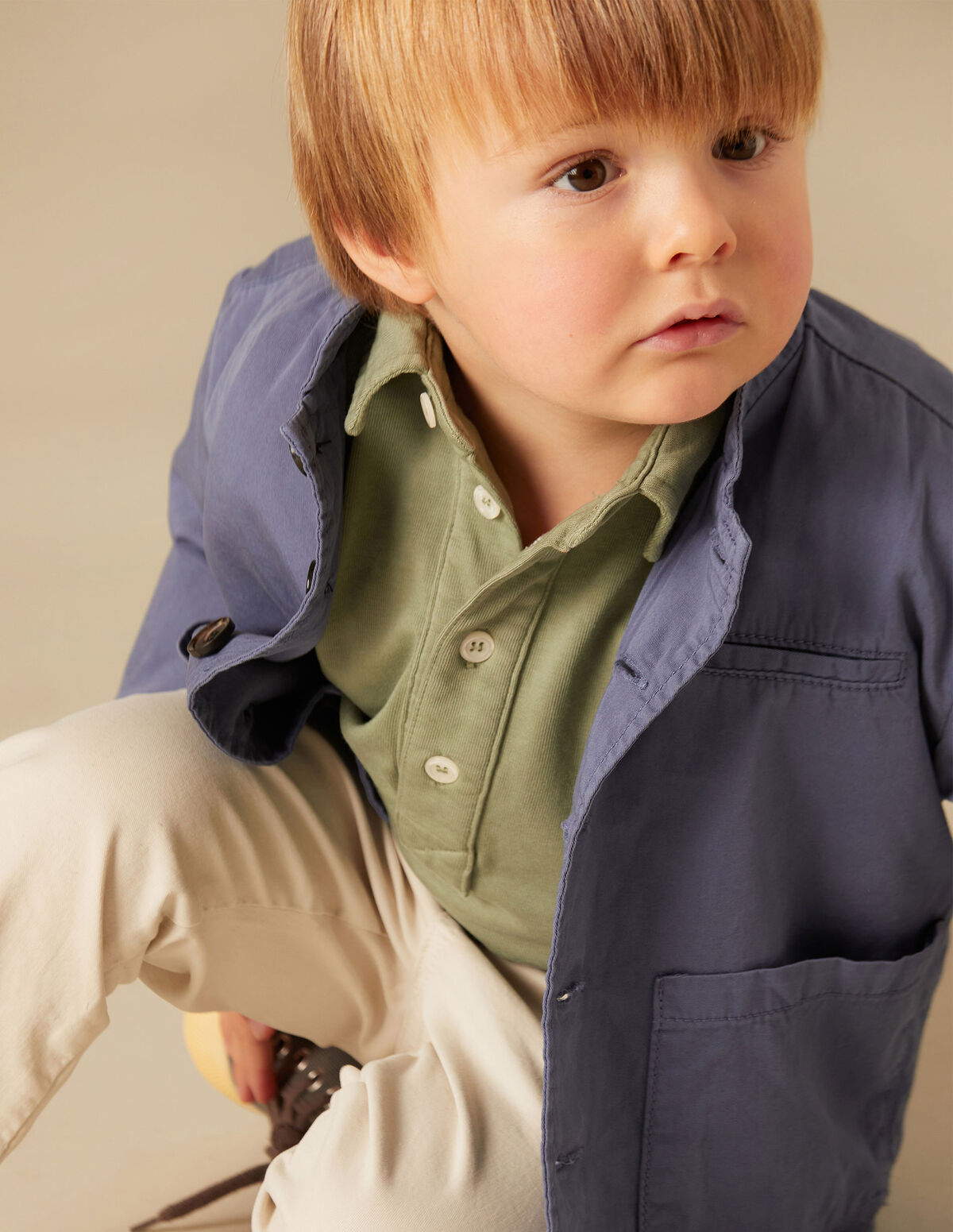 BLUE GRANDAD COLLAR JACKET
