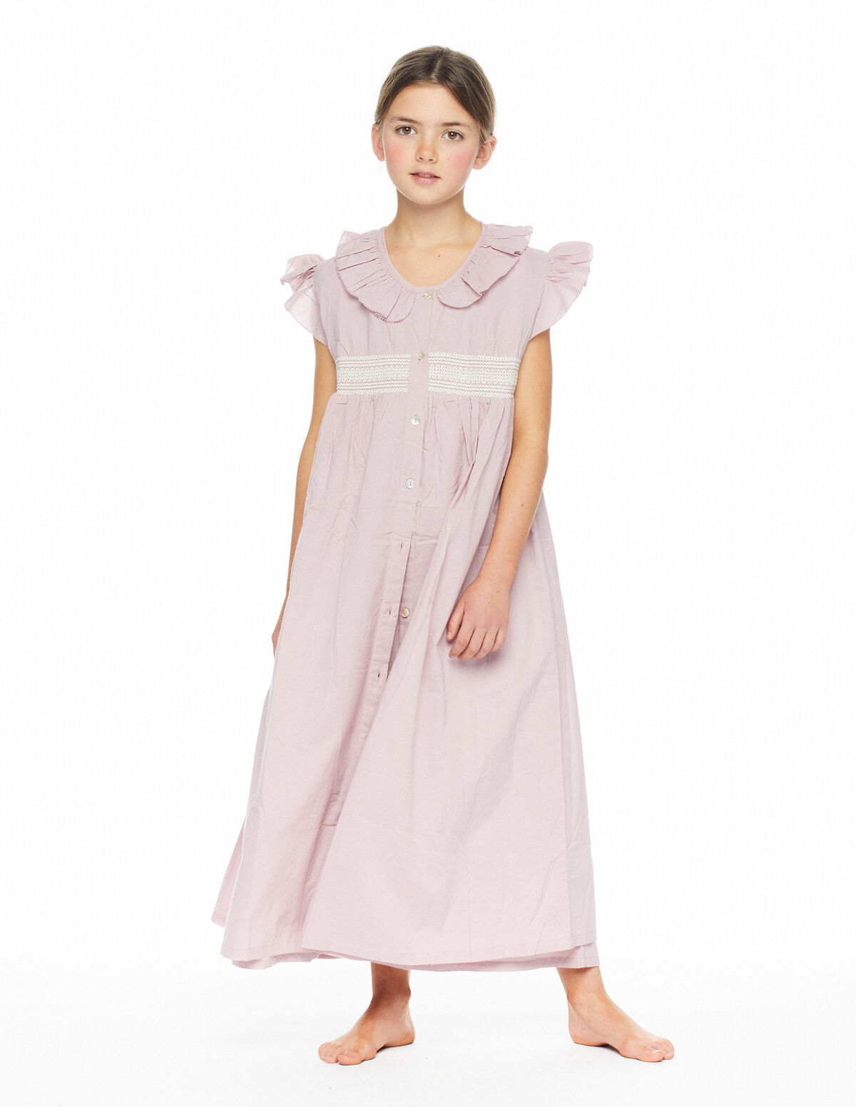 Robe de chambre rose nid écrue