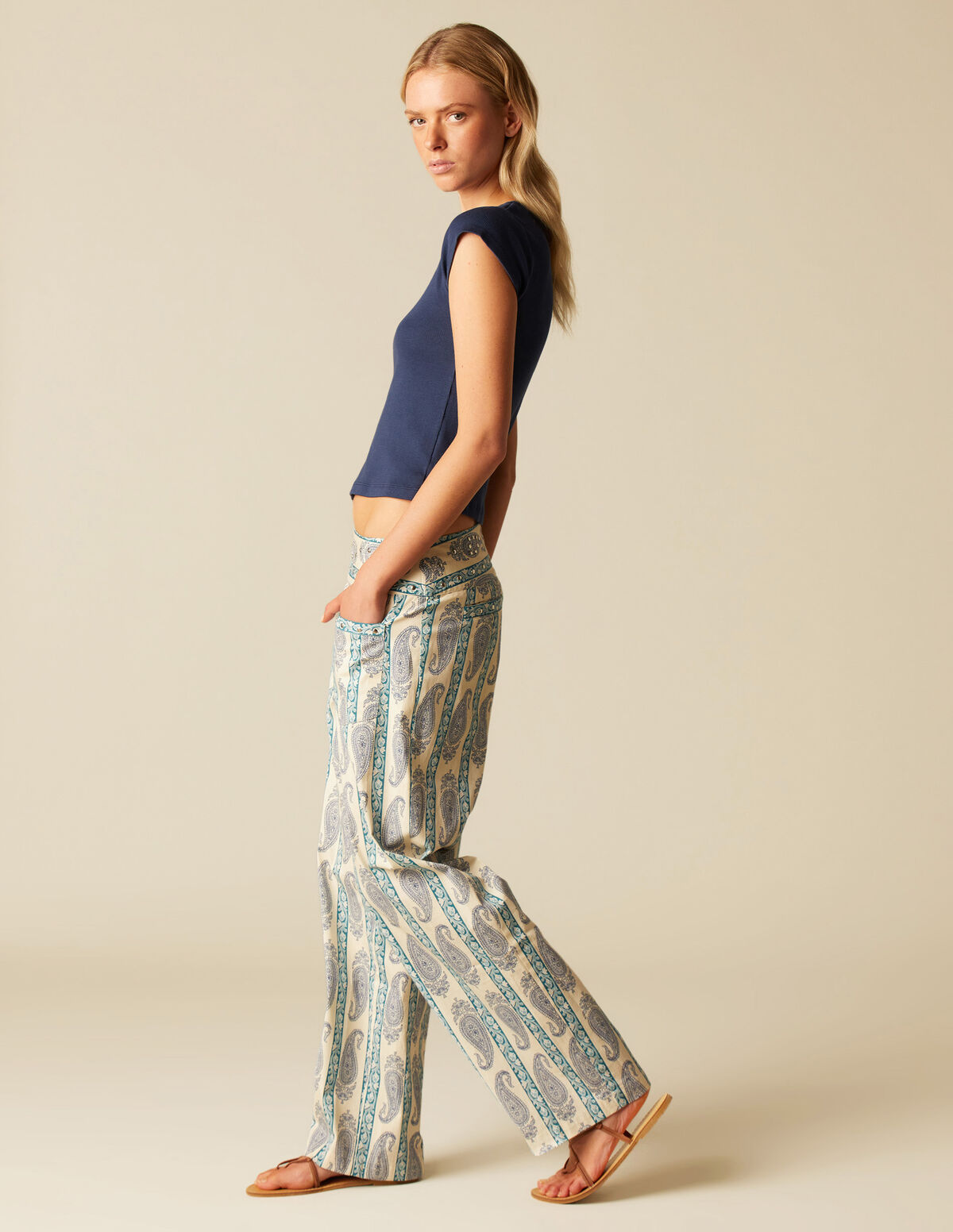 STRAWBERRY PAISLEY STUDDED TROUSERS