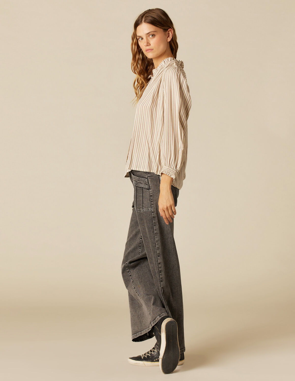 CAMISA RAYA AZUL MOSTAZA