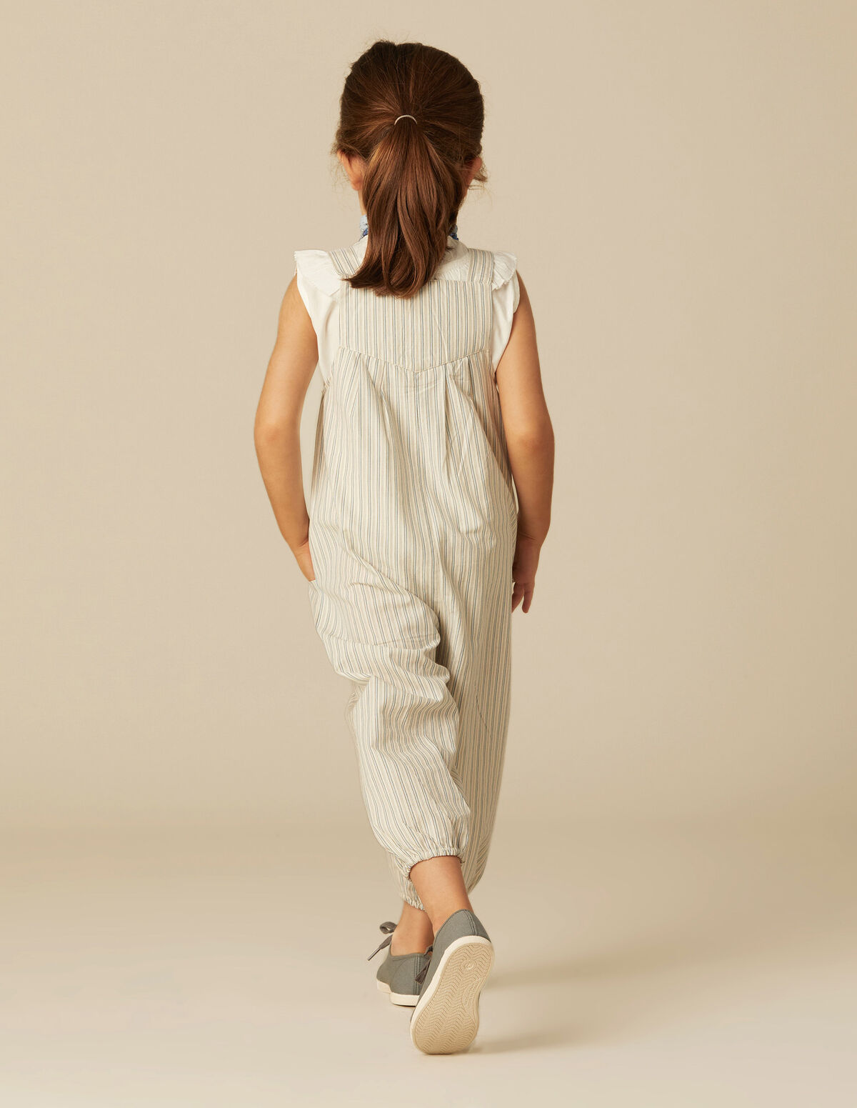 BLUE/WHITE STRIPED DUNGAREES