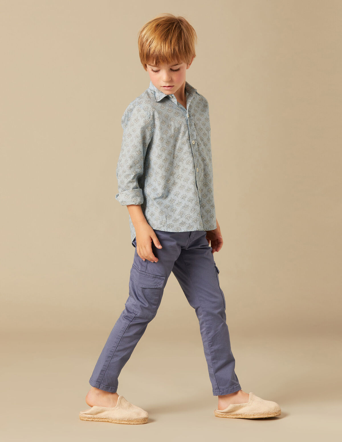 CHEMISE FEUILLES BLEUE