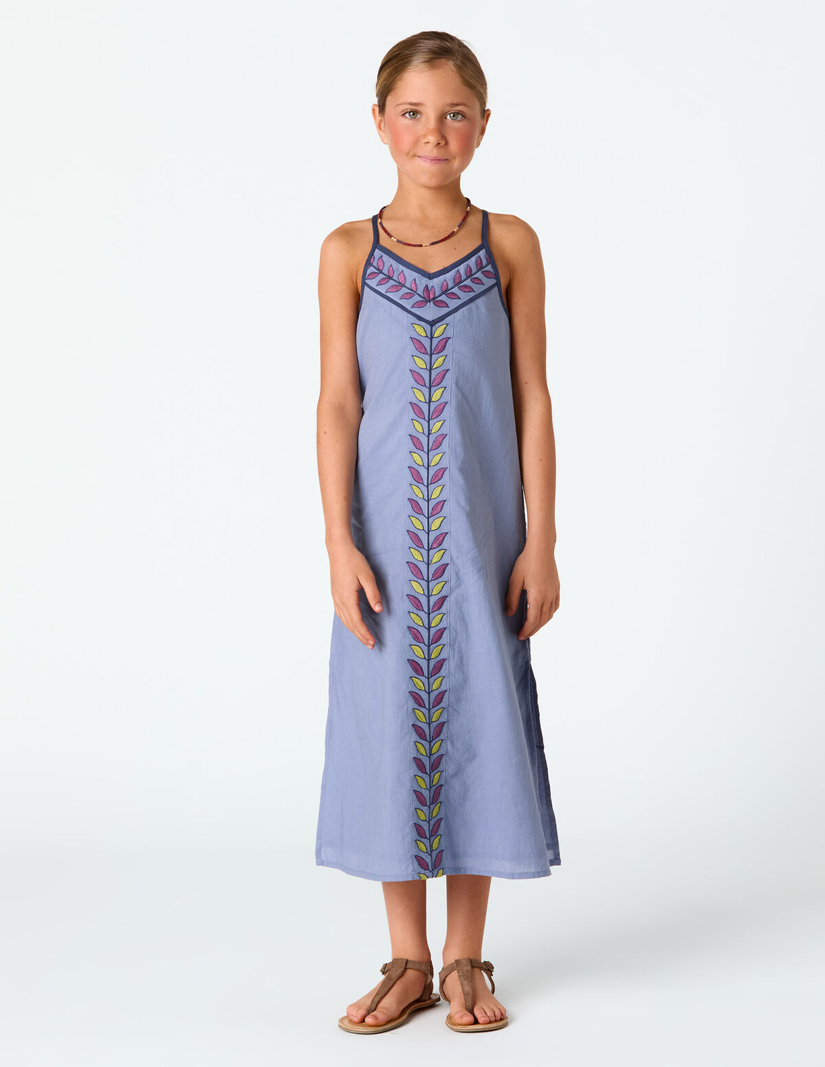 LEAVES EMBROIDERED DRESS