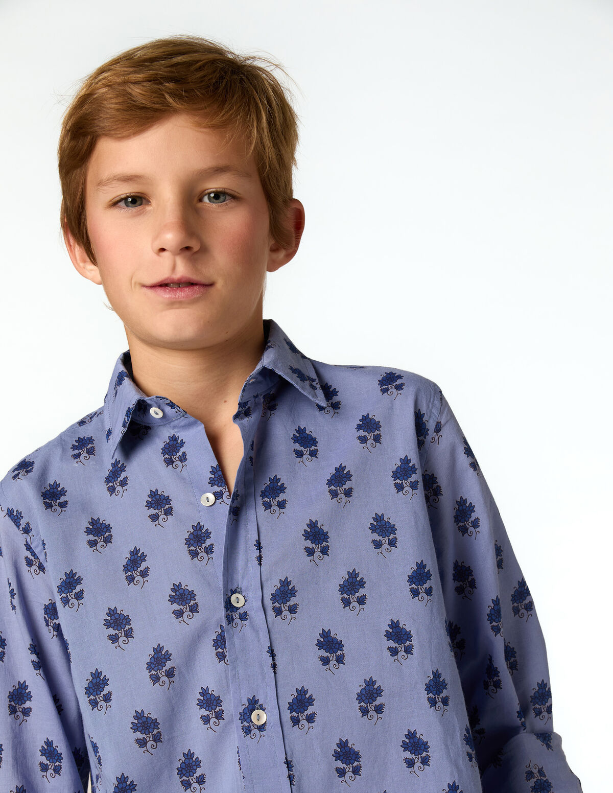 BLUE BUTI PRINT SHIRT