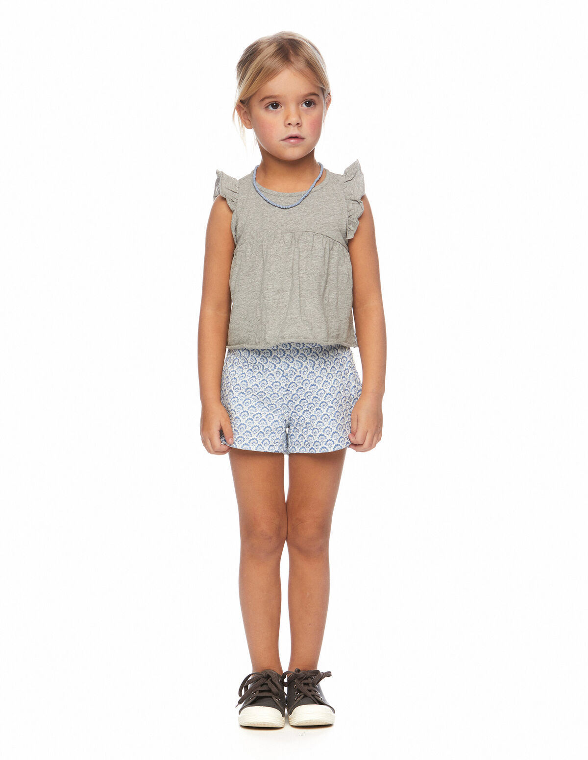 Short surpiqûres fleur lotus vert