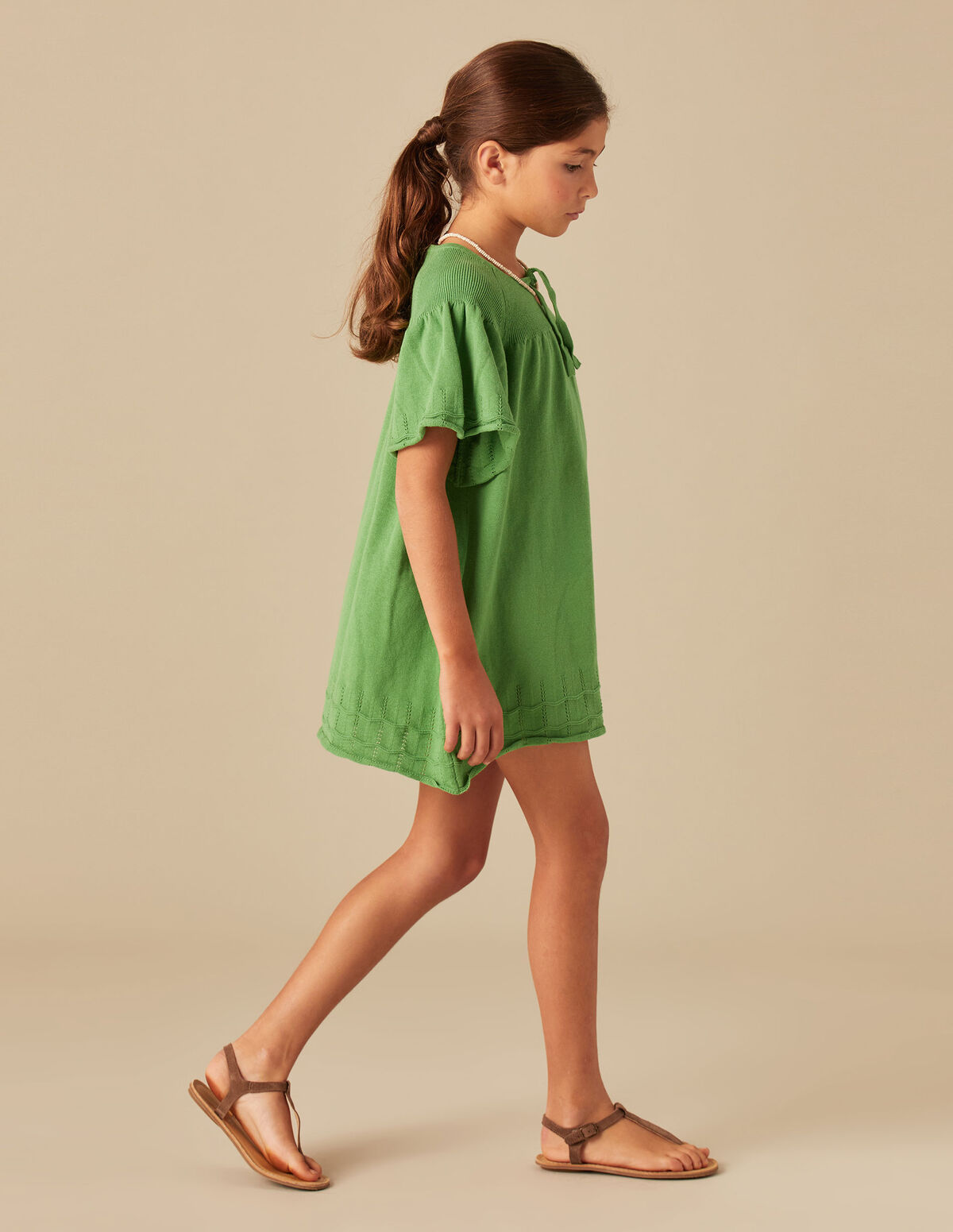 GREEN WAVE KNIT DRESS