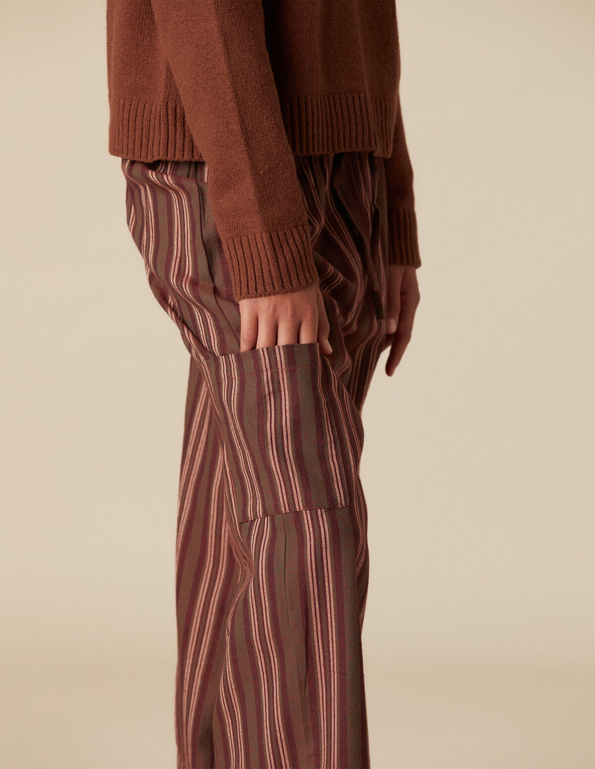 BROWN STRIPED TROUSERS