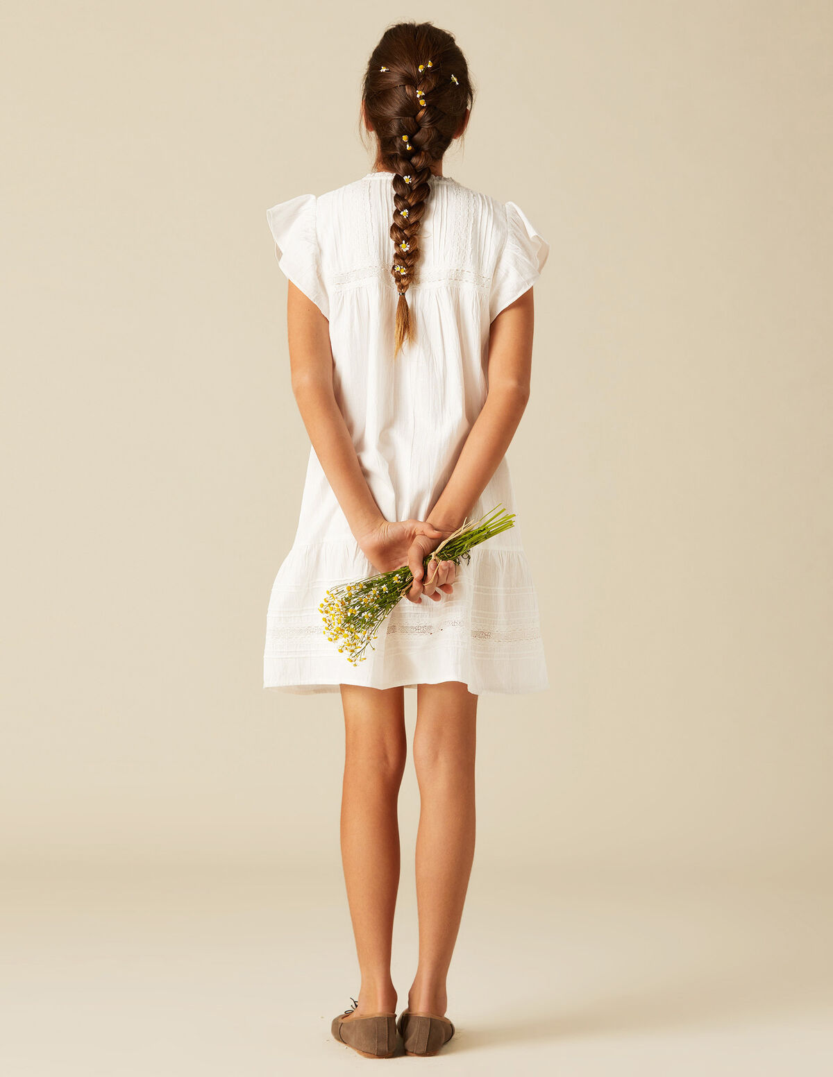 VESTIDO VOLANTE ENCAJES BLANCO