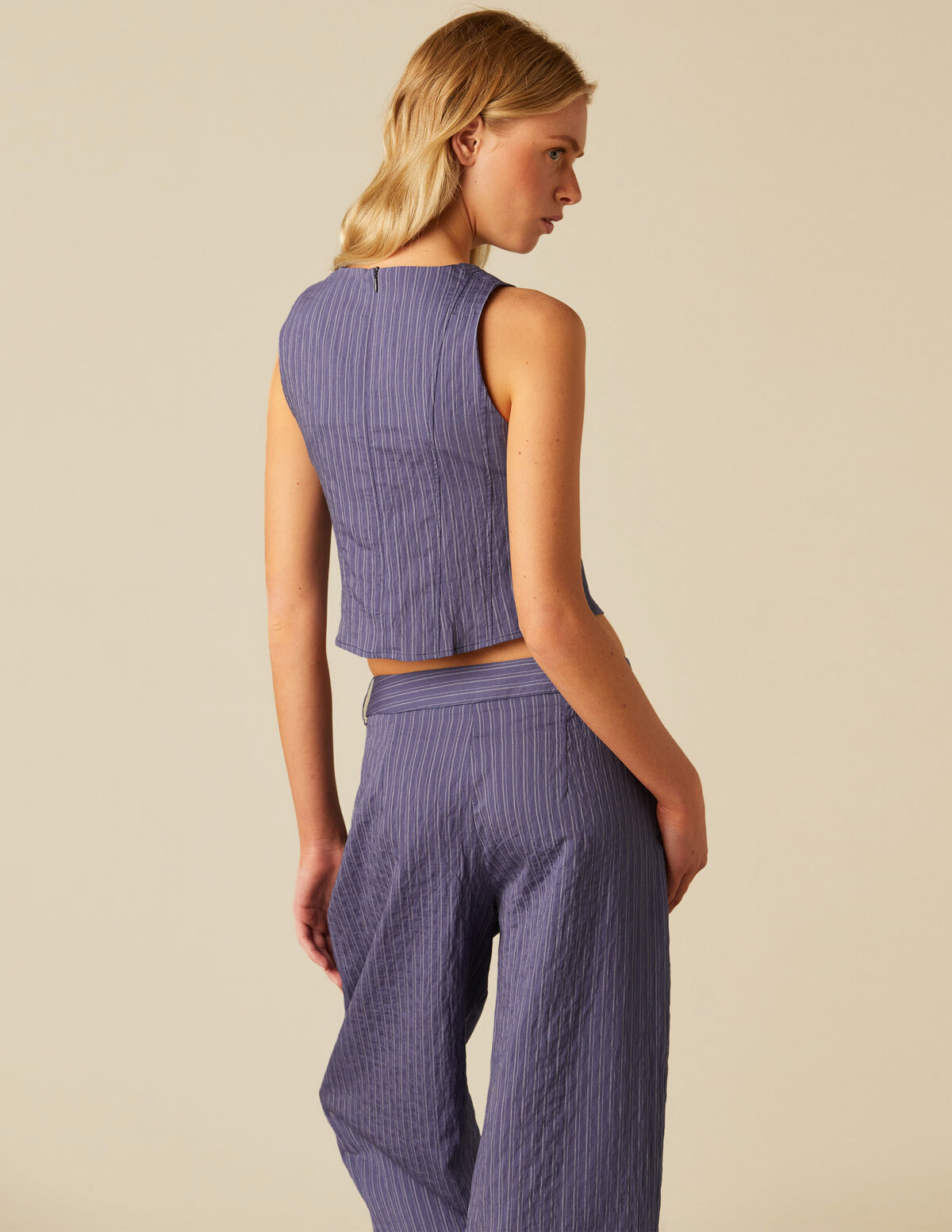 TOP AZUL RAYA BLANCA
