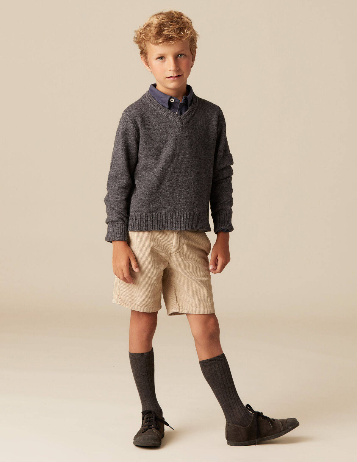 BOYS BLUE CORDUROY CHINO SHORTS