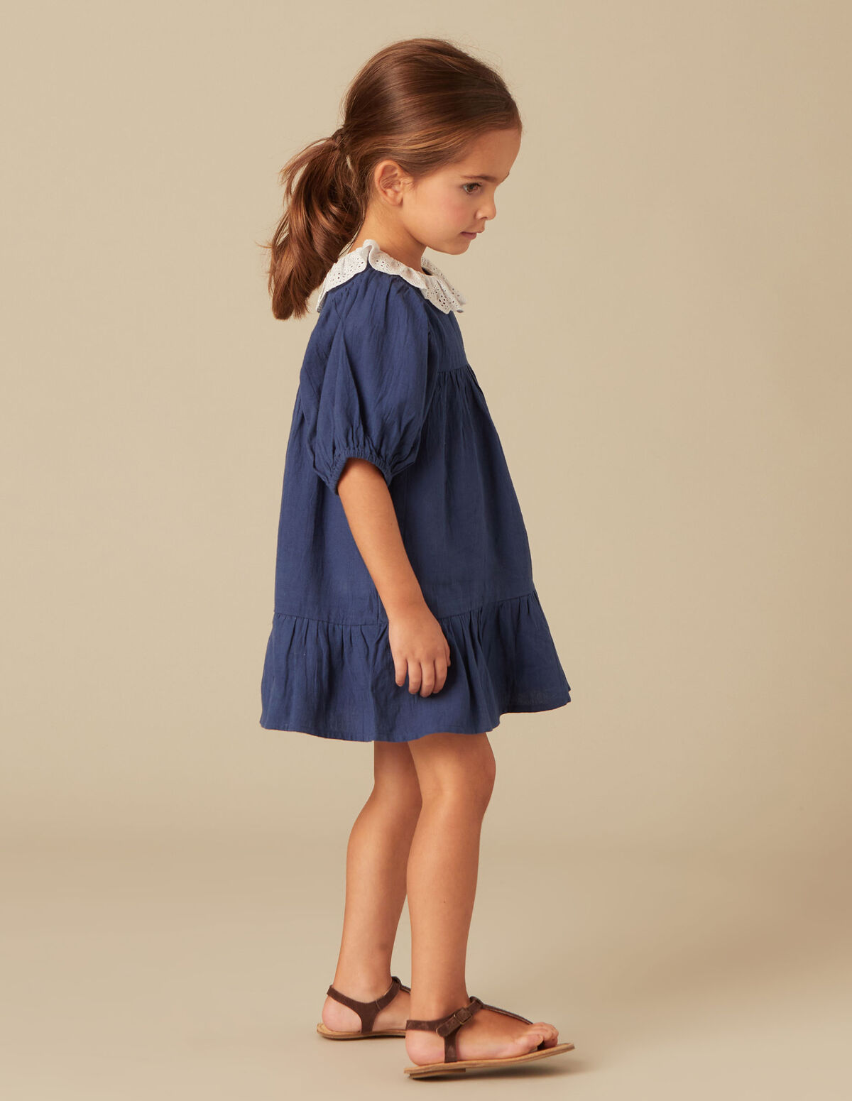 VESTIDO AZUL GOLA ALGOD&Atilde;O