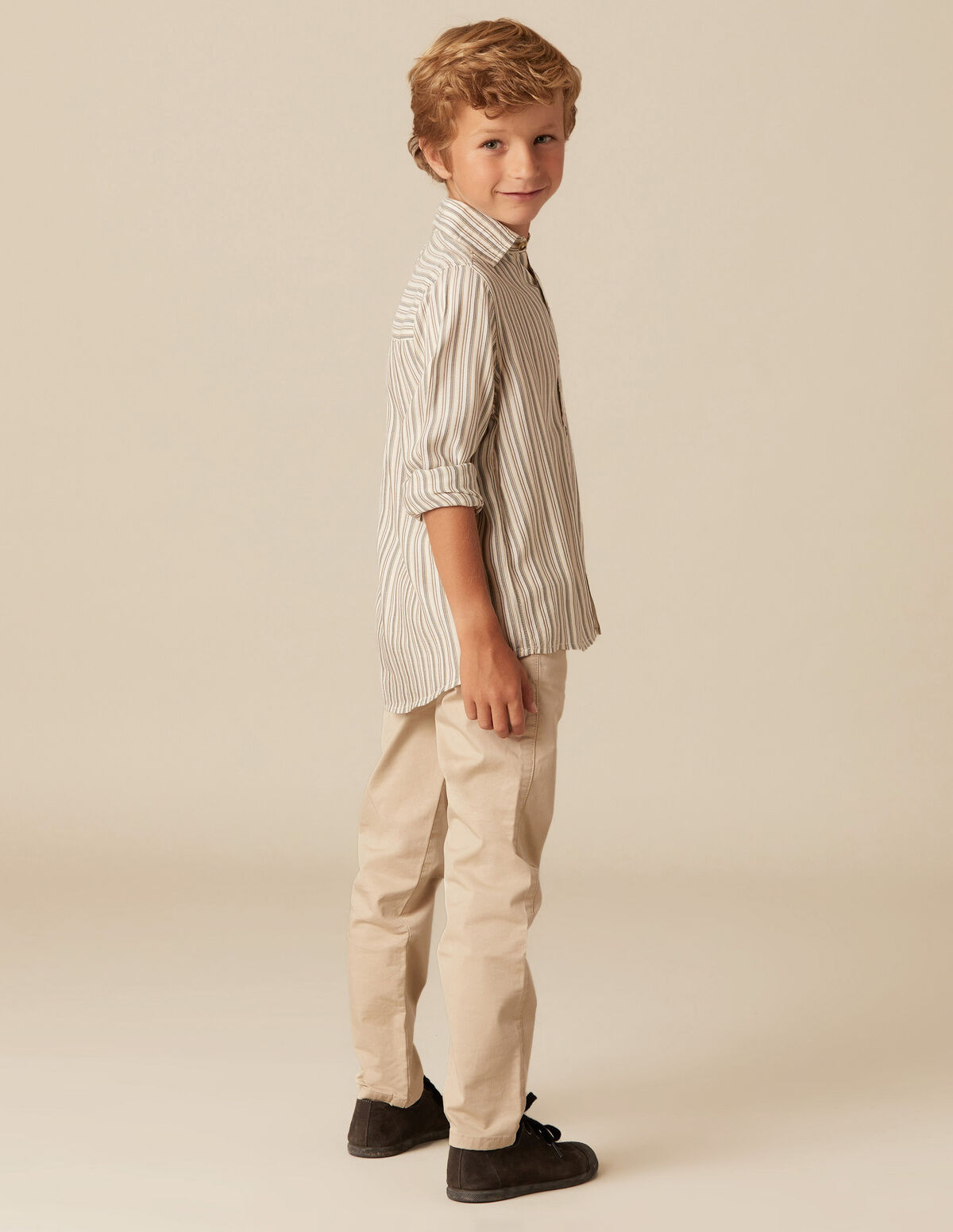 CHEMISE RAYURE BLEUE MOUTARDE