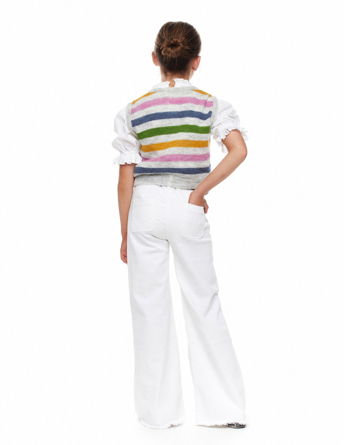 Multicoloured striped gilet