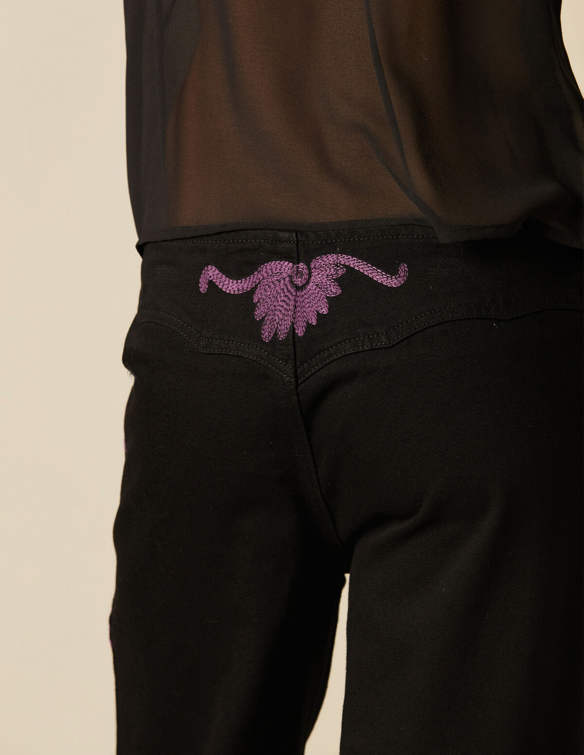 ANTHRACITE JEANS WITH SILVER EMBROIDERY
