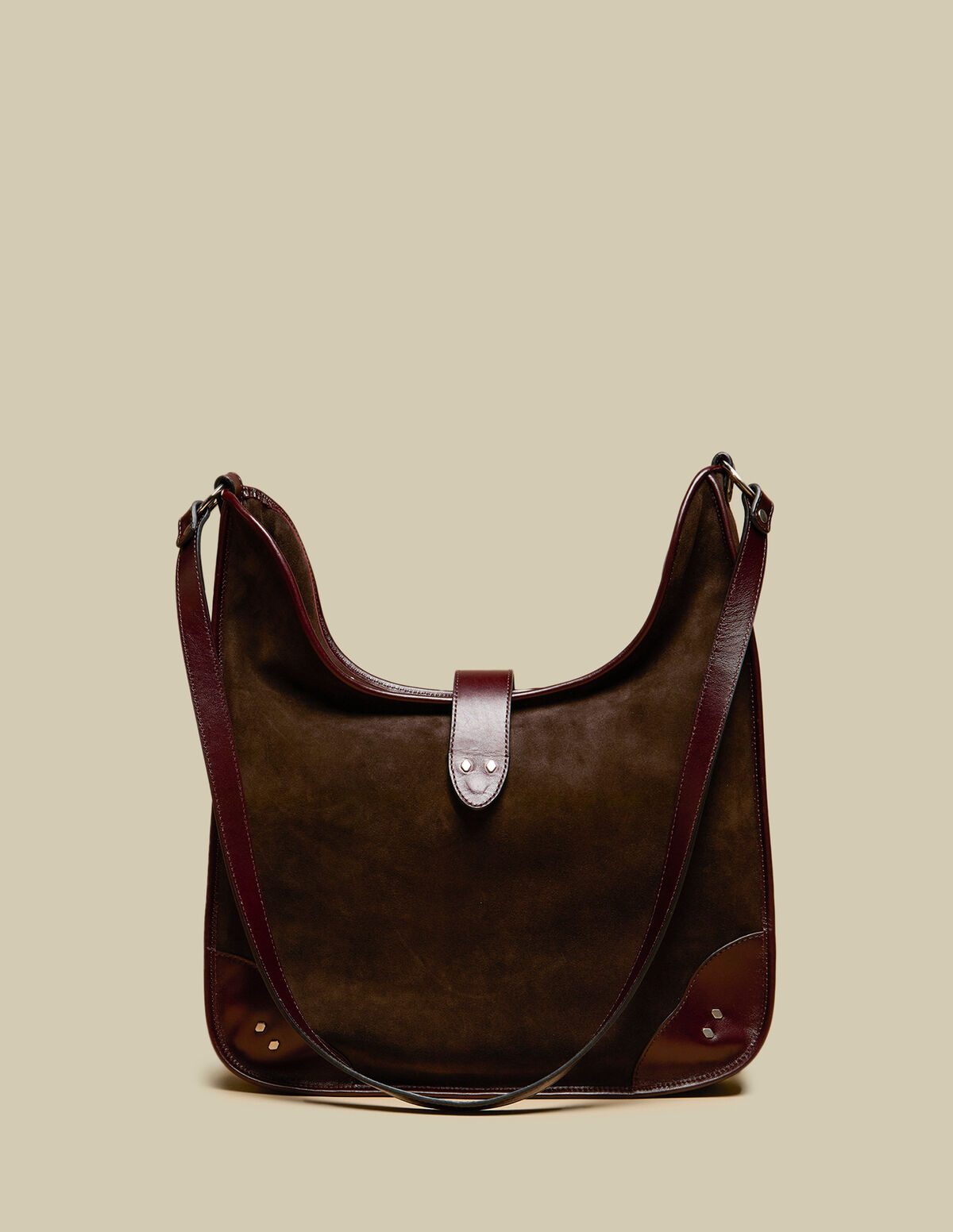 SAC CABAS CROÛTE DE CUIR KAKI