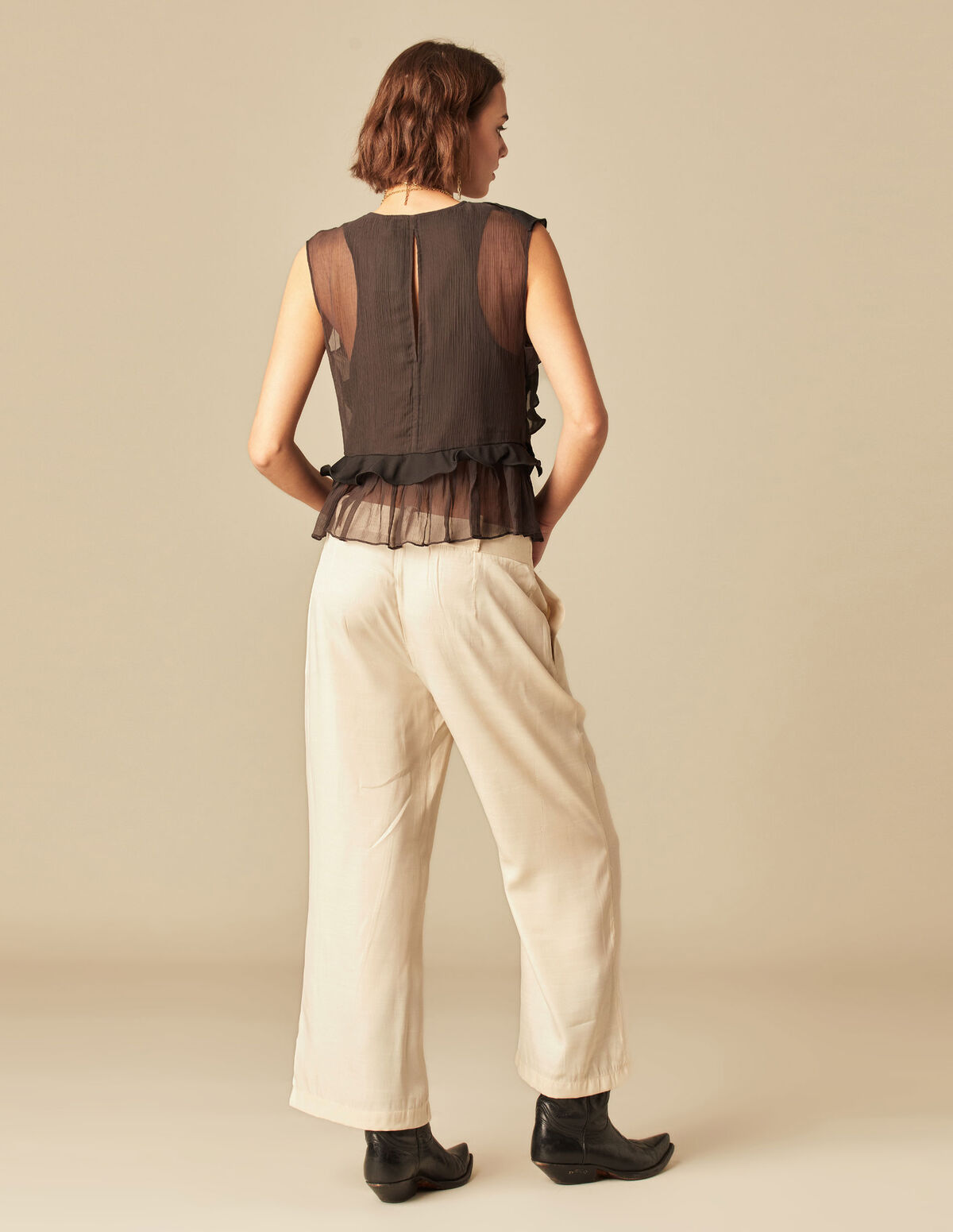 Pantalón recto crudo