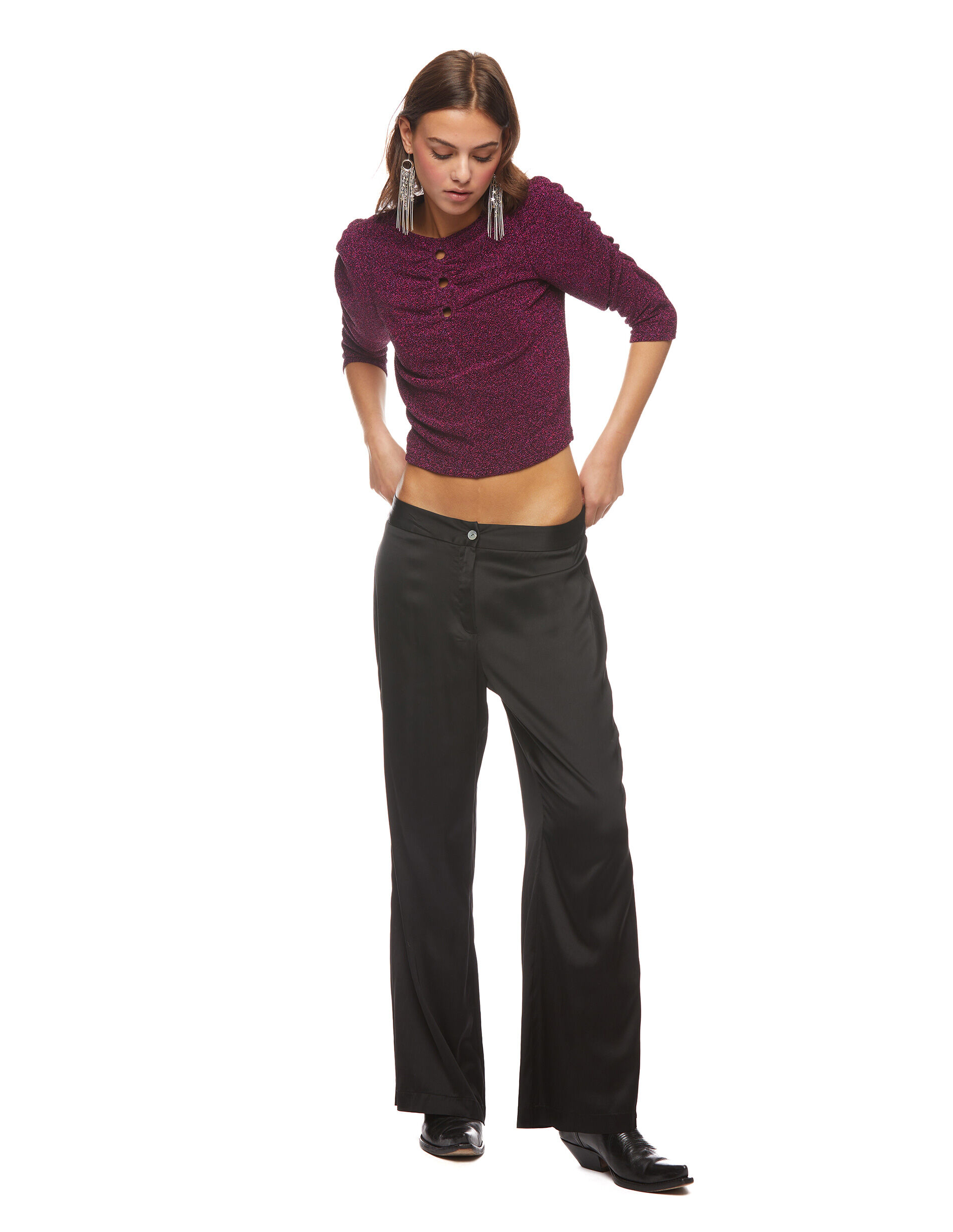 Pantalon raso negro mujer cheap