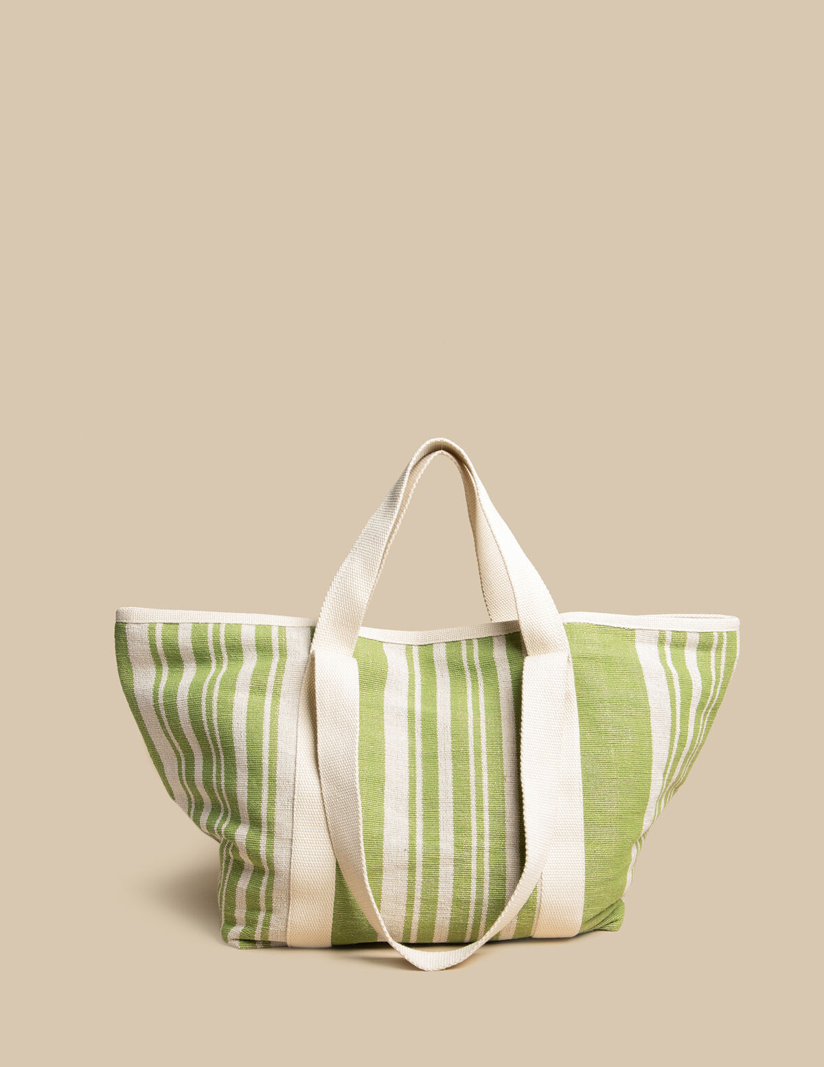 GREEN STRIPED BEACH BAG