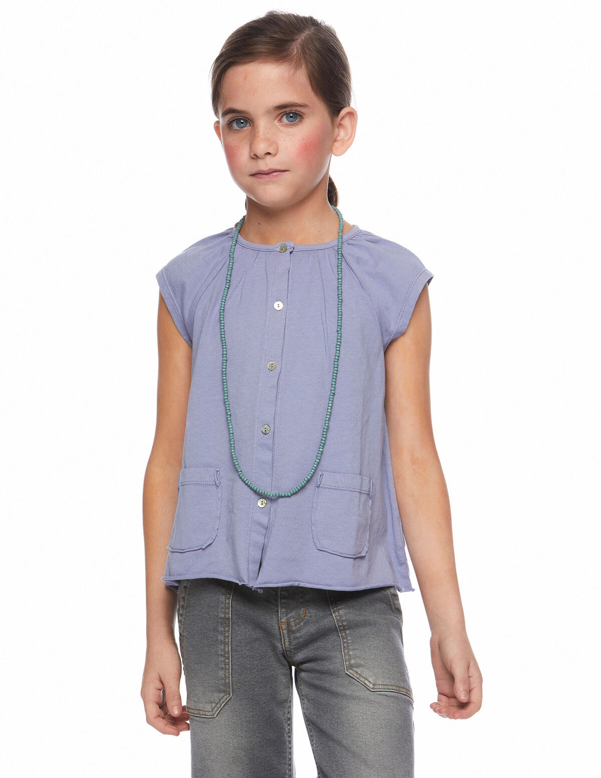 Camiseta bolsillos botones azul