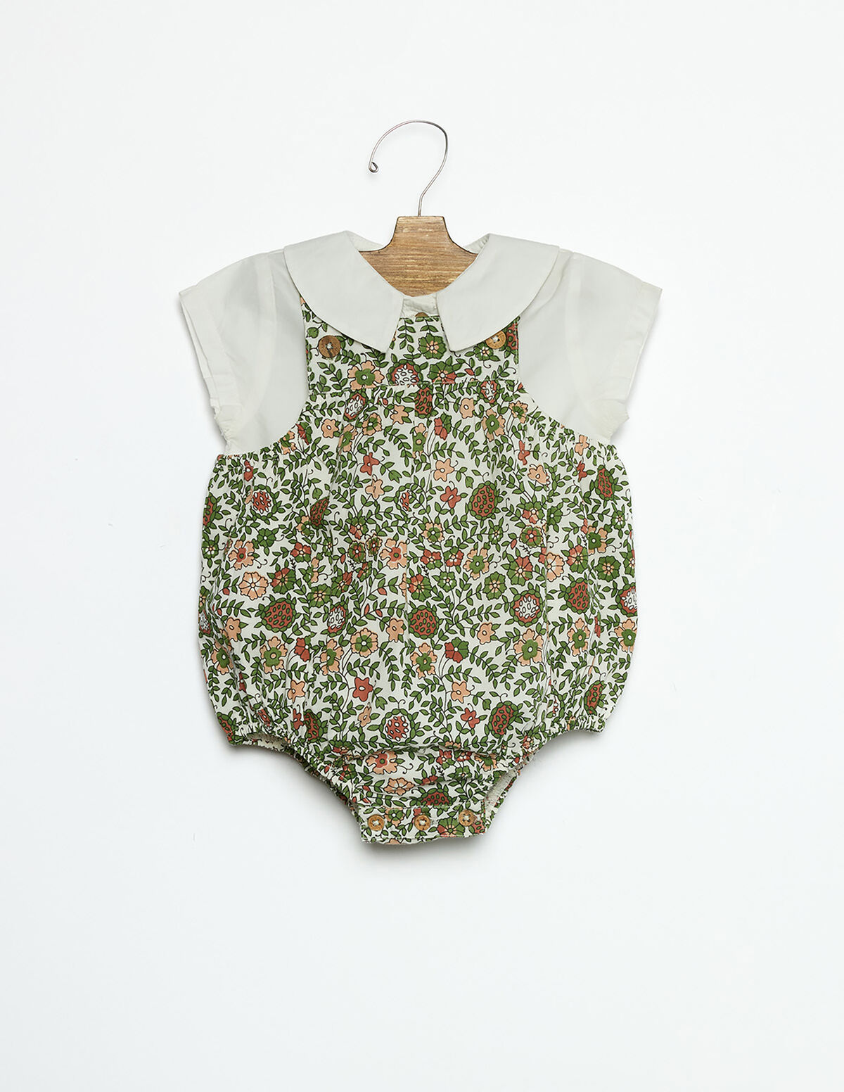 GREEN FLORAL PRINT PLAYSUIT