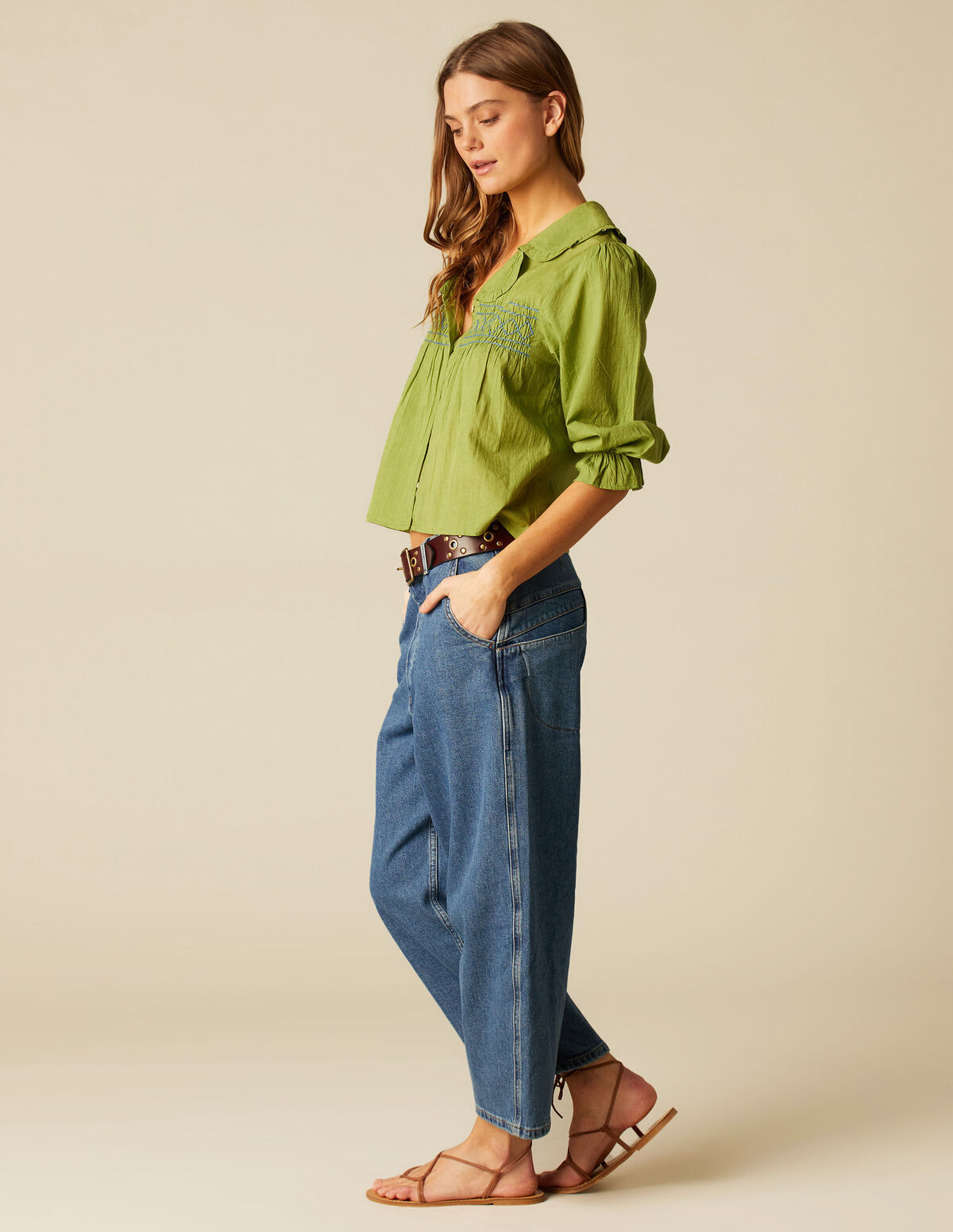 CAMISA VERDE NIDO AZUL