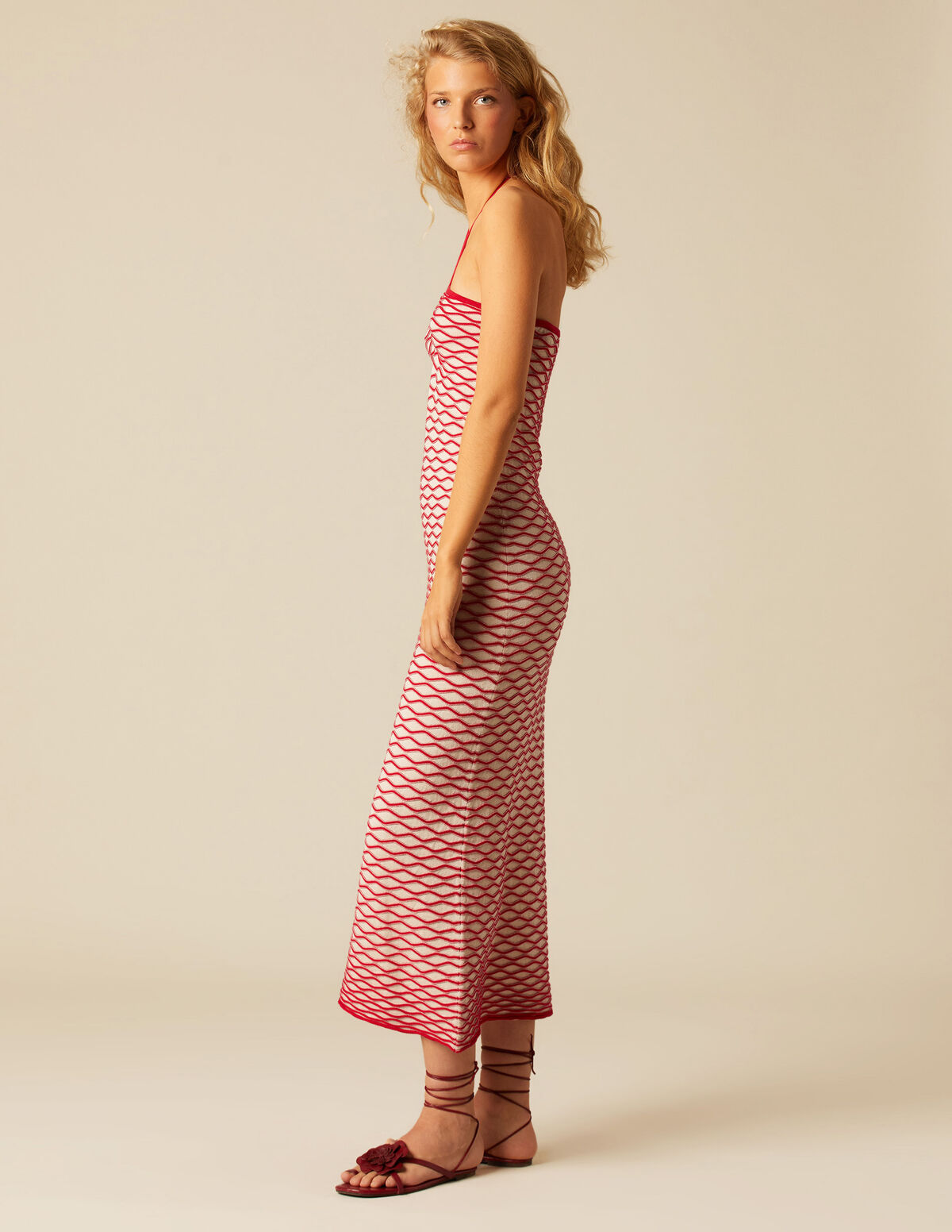 ROBE HALTER MAILLE BICOLORE
