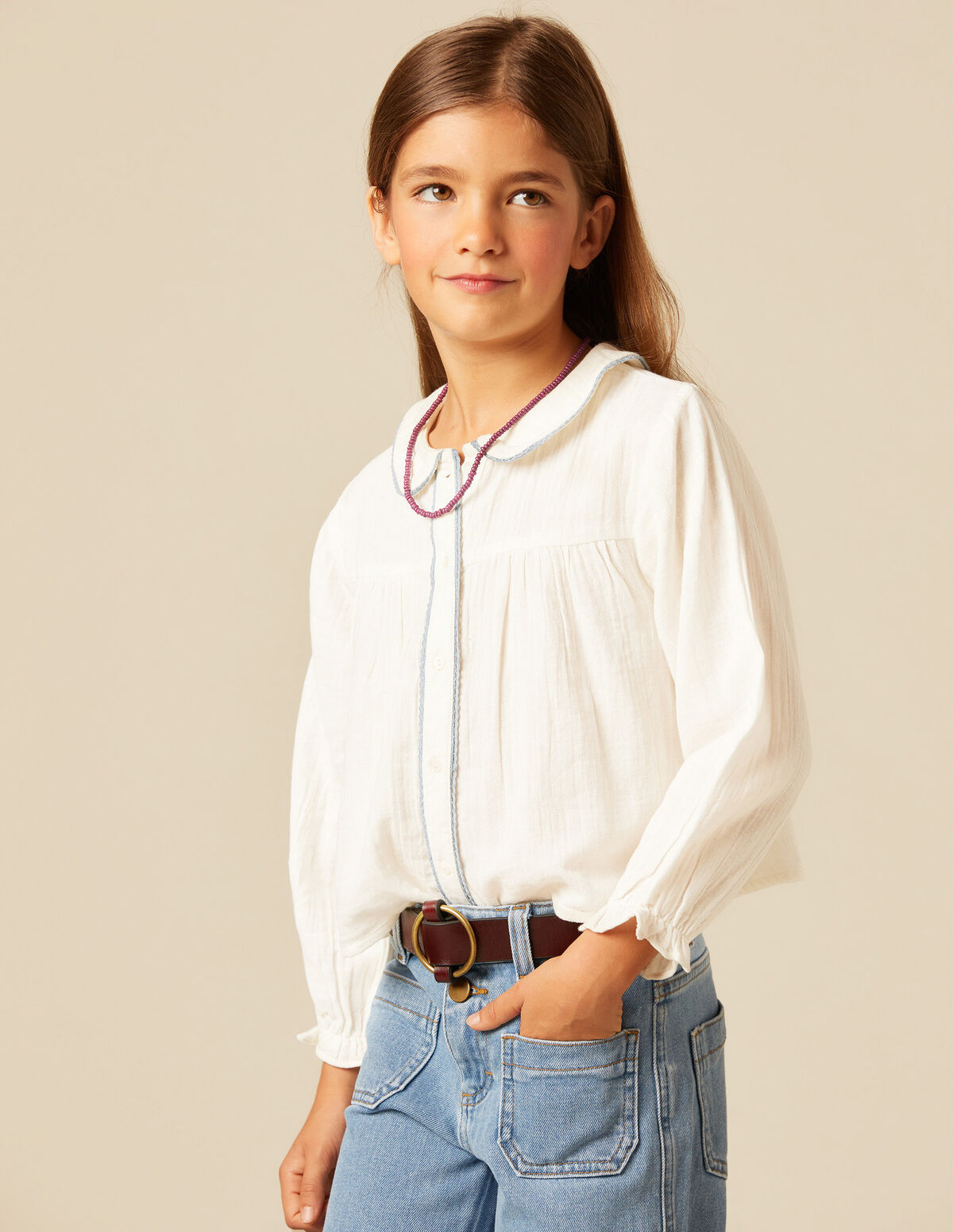 CHEMISE RUBAN ONDULÉ BLEU