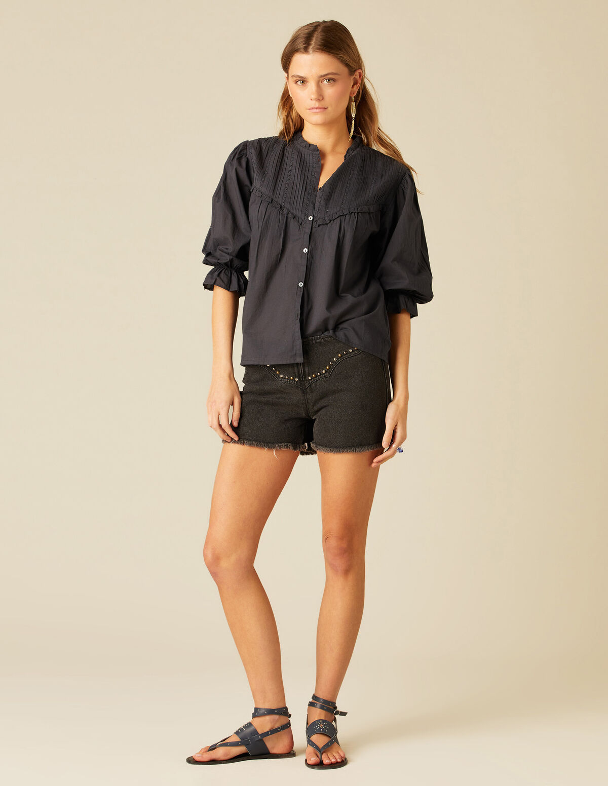 SHORT CANESU TACHAS VAQUERO GRIS