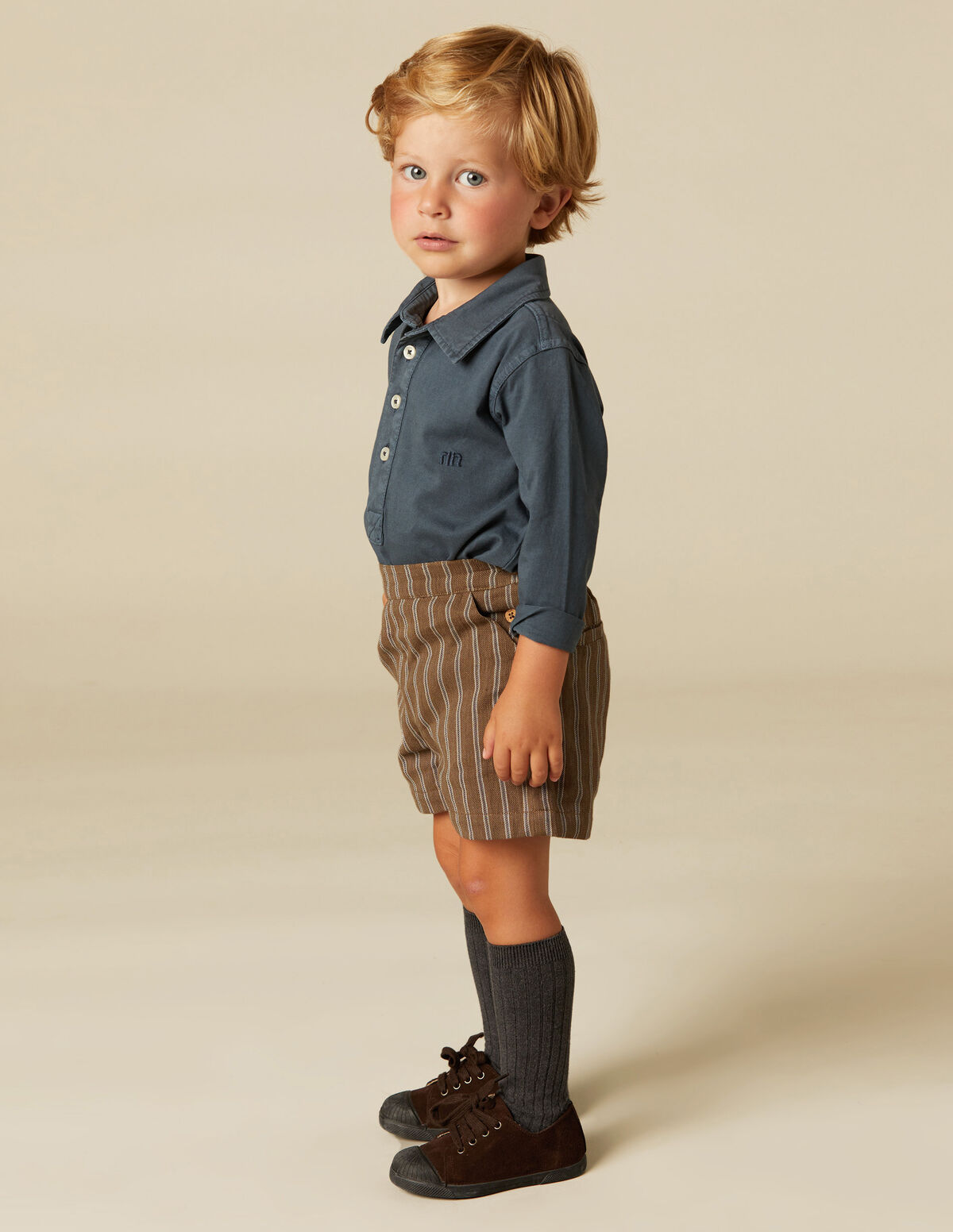 BROWN STRIPED SHORTS
