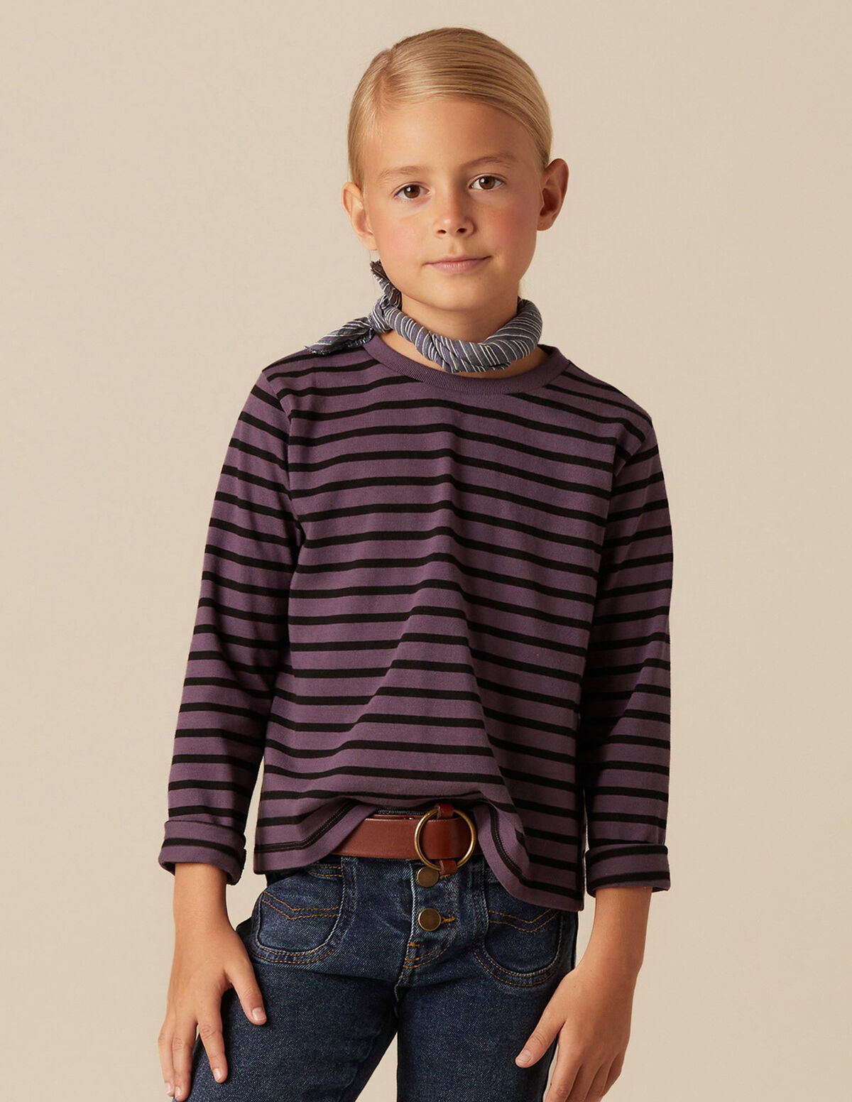 T-SHIRT GRANDE RAYURE BLEU