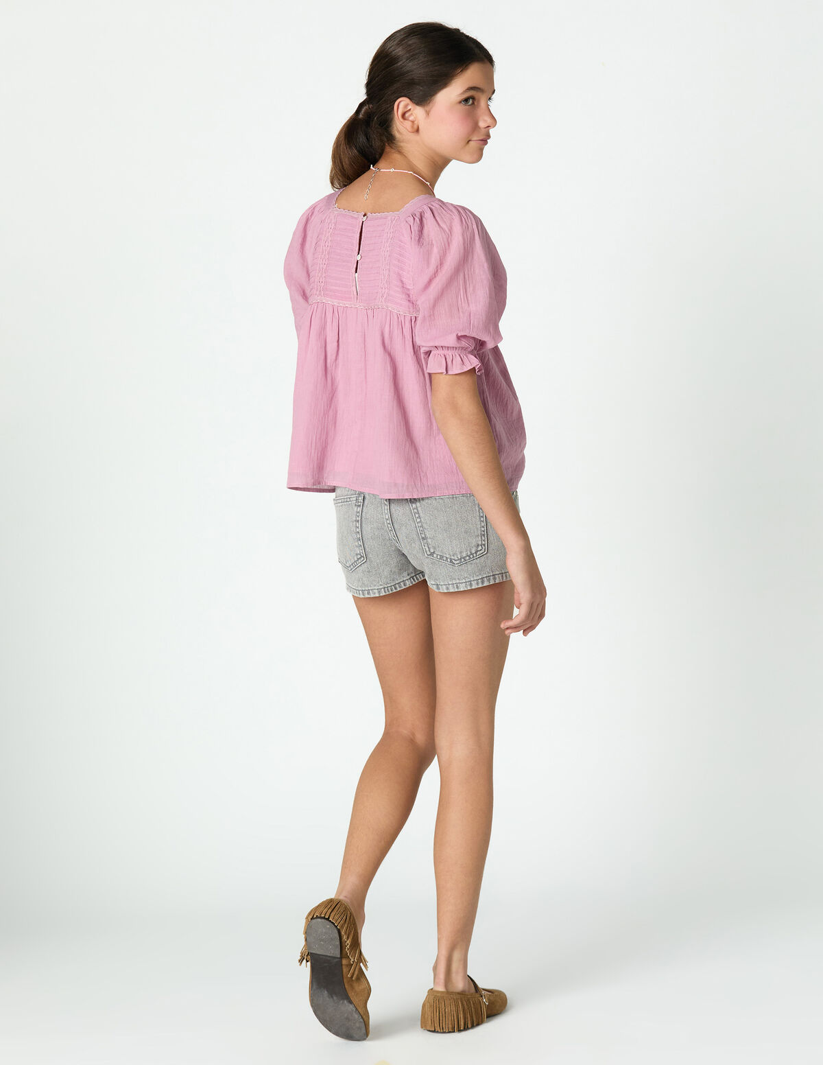 PINK PIN-TUCK SHIRT