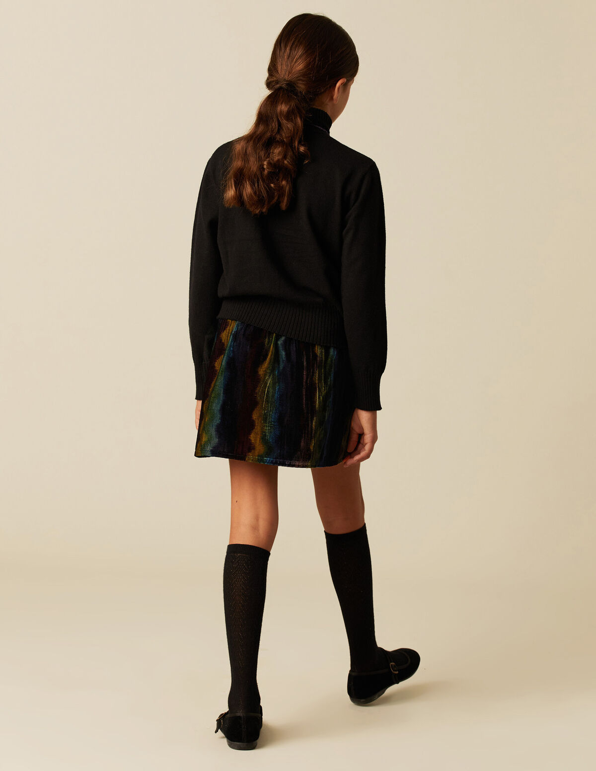 JUPE FINITIONS ONDULÉES VELOURS MÛRE