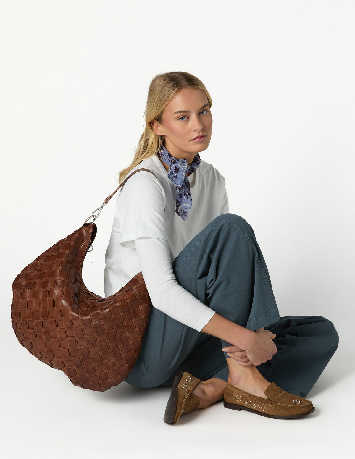 SUEDE STUDDED LOAFERS