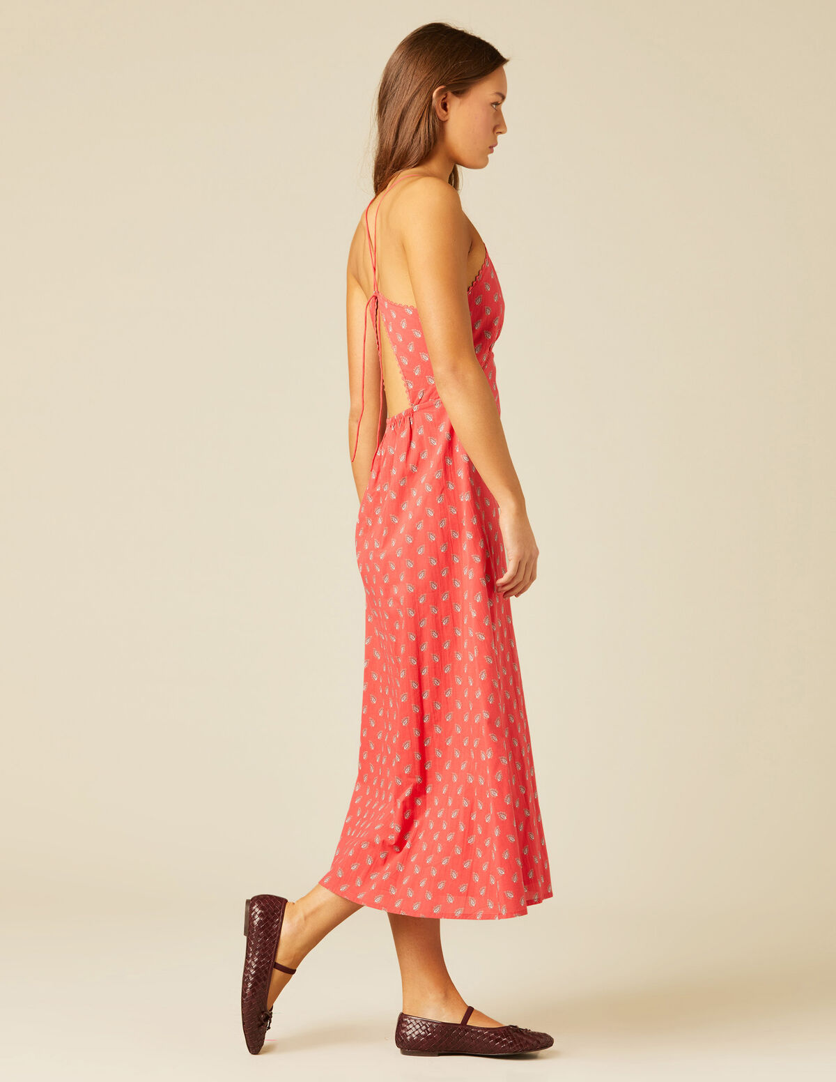 VESTIDO TIRANTES HOJAS AZUL