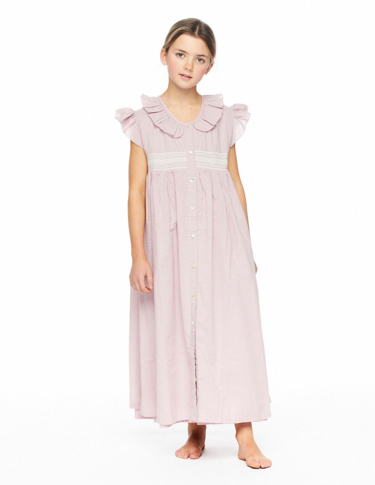 Robe de chambre rose nid écrue