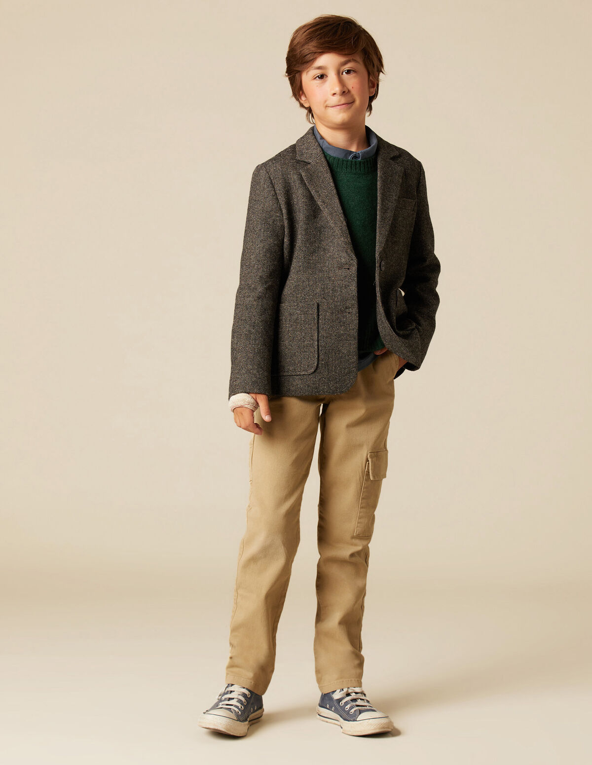 GREY HERRINGBONE BLAZER