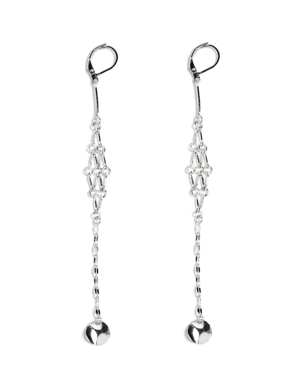 SILVER CHAIN ROUND PIECE EARRING