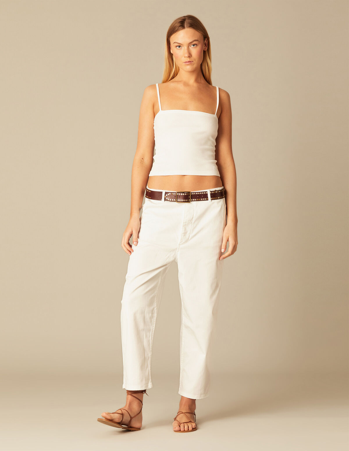 Pantalón low waist botones blanco