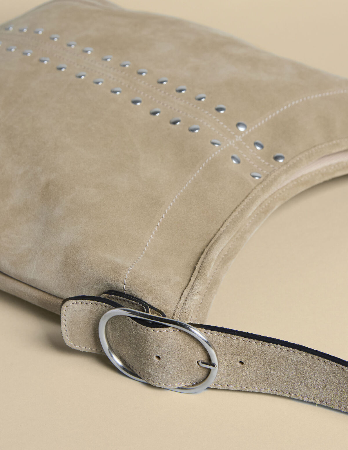 LARGE BLUE STUDDED SPLIT LEATHER BAG