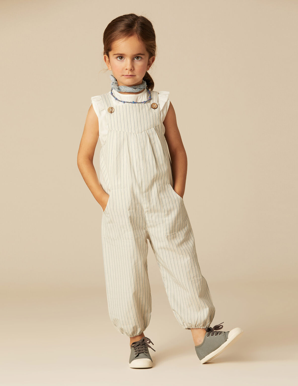 BLUE/WHITE STRIPED DUNGAREES