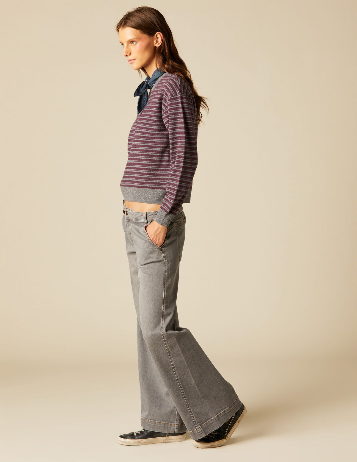 PULL RAYURES GRIS MÛRE