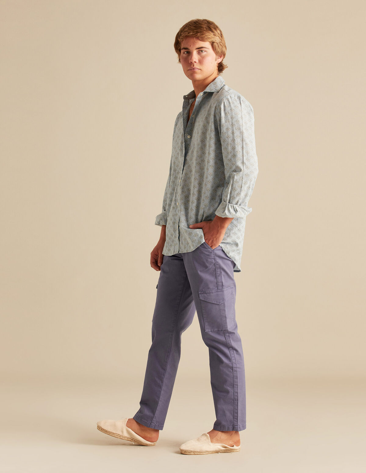 PANTALÓN CARGO LARGO AZUL