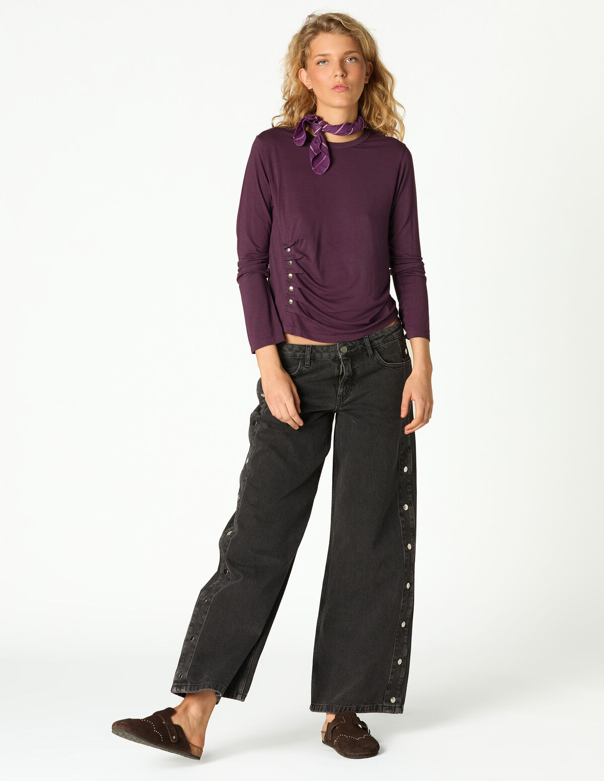 ANTHRACITE SIDE BUTTONS TROUSERS