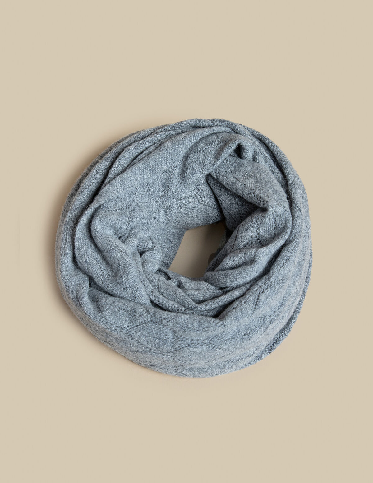 CACHECOL MALHA LOSANGOS CINZENTO