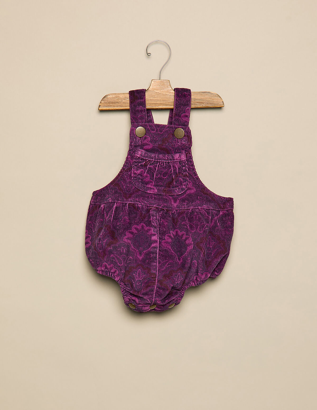 BROWN CORDUROY PRINTED PLAYSUIT
