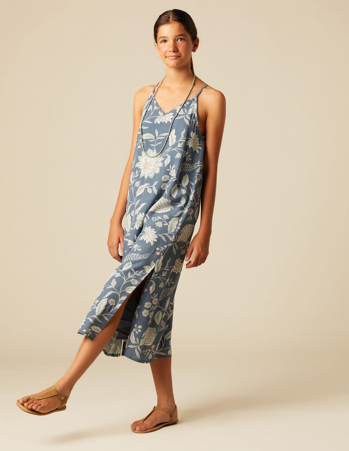 BLUE FLOWER PRINT DRESS