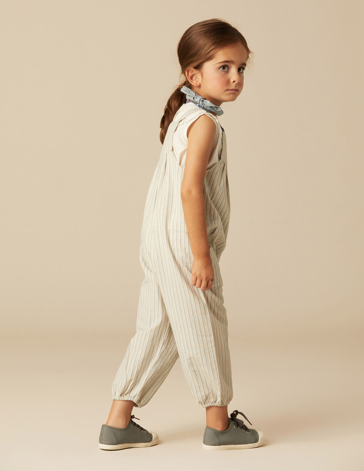 BLUE/WHITE STRIPED DUNGAREES