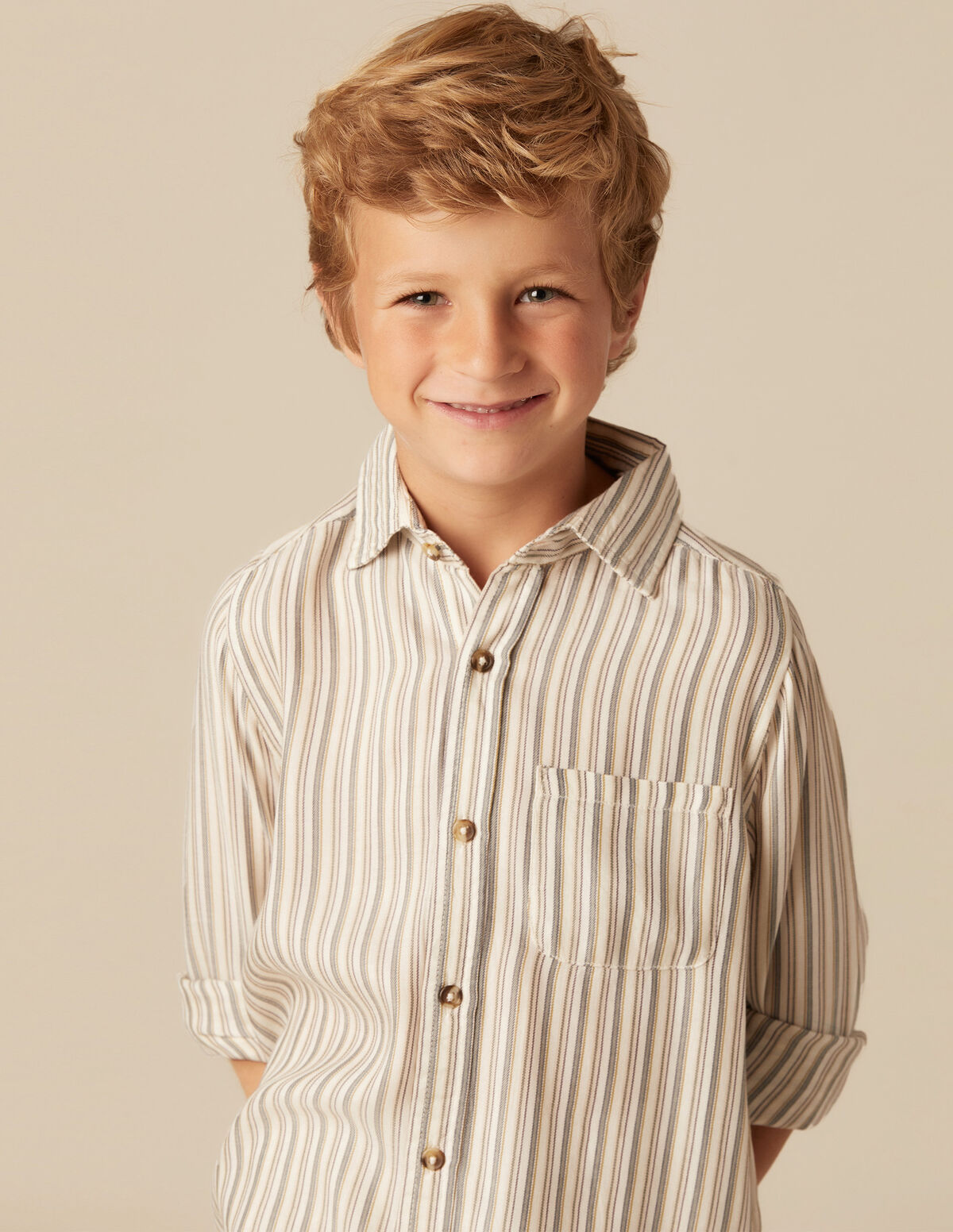 CHEMISE RAYURE BLEUE MOUTARDE